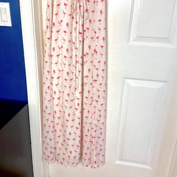 Women’s Be By Chetta B Flamingo Polyester White & Pink Maxi Dress Size 6 - Picture 4 of 12